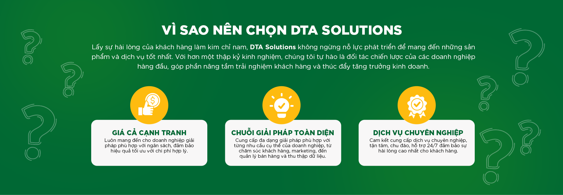 Banner Vì sao chọn DTA Solutions
