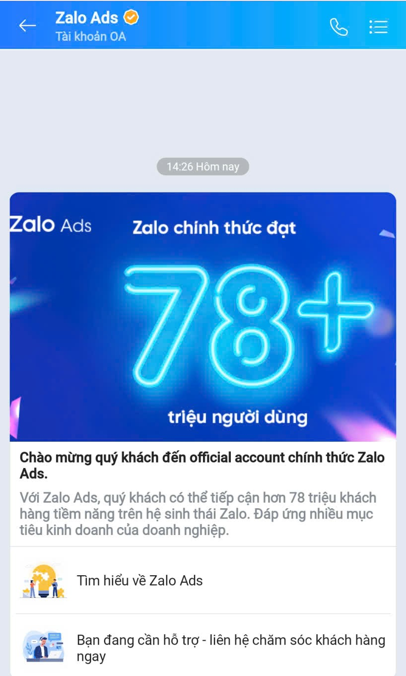 Zalo search results showing prioritized OA display