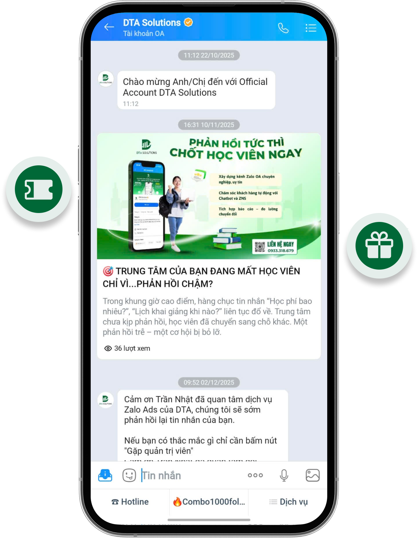Zalo OA analytics dashboard