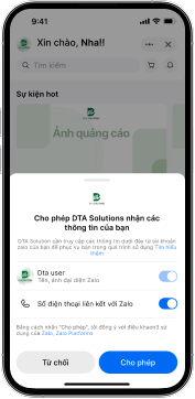 Chatbot xin thông tin gửi Chương trình khuyến mãi